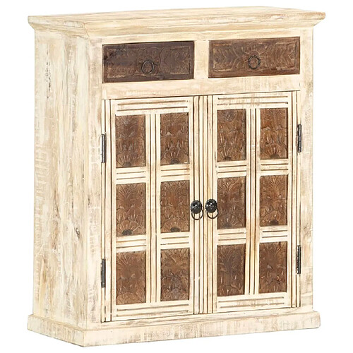 Maison Chic Buffet,Meuble de Rangement,commode pour salon,Cuisine Blanc 65x30x75 cm Bois de manguier massif -MN20481