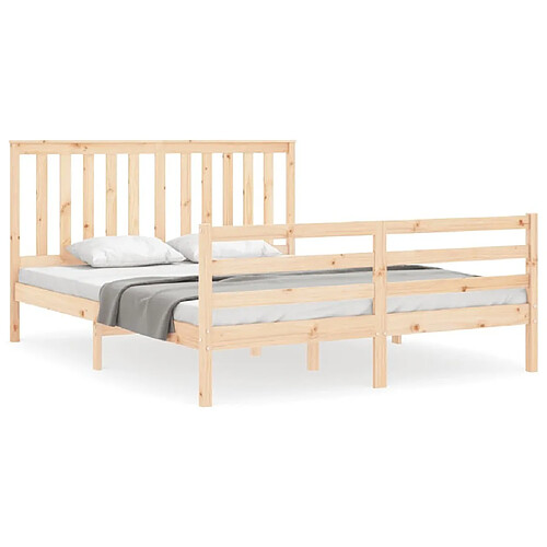 Maison Chic Cadre/structure de lit avec tête de lit pour adulte - Lit Moderne Chambre king size bois massif -MN41414