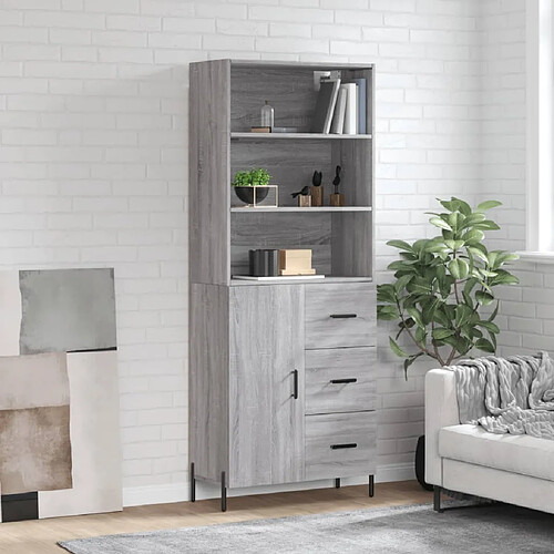 vidaXL Buffet haut Sonoma gris 69,5x34x180 cm Bois d'ingénierie