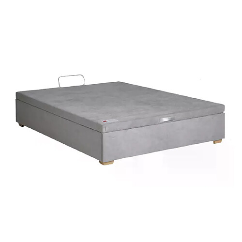 Sommier Lit Coffre Epeda HERCULE Velours Gris Souris 140x190