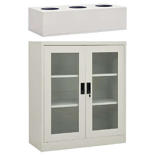 vidaXL Armoire de bureau et jardinière Gris clair 90x40x128 cm Acier