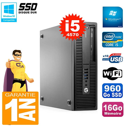 PC HP EliteDesk 800 G1 SFF Core I5-4570 RAM 16Go 960 Go SSD Graveur DVD Wifi W7 · Occasion