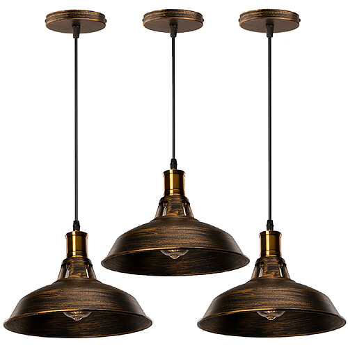 Stoex Suspension Luminaire Rétro en Métal Plafonnier D'Intérieur Lampe À Suspension Vintage Pour Cuisine, Ferme, Couloir (3PCS)