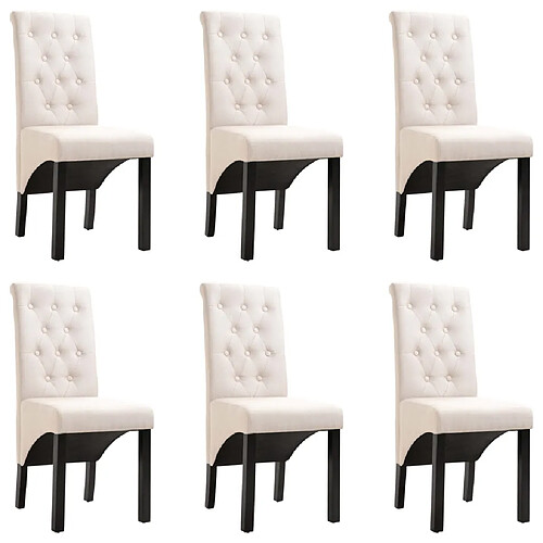 vidaXL Chaises à manger lot de 6 crème tissu