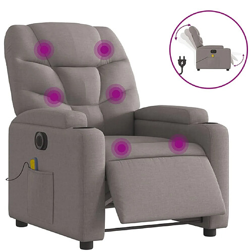 Maison Chic Fauteuil Relax pour salon, Fauteuil de massage inclinable électrique Taupe Tissu -GKD99638