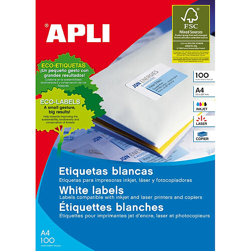 APLI 1299 Etiquettes 105 x 29 mm Blanc