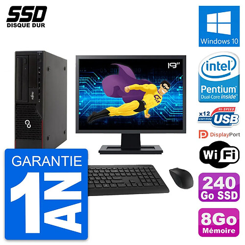 PC Fujitsu E910 DT Ecran 19" Intel G630 RAM 8Go SSD 240Go Windows 10 Wifi · Occasion