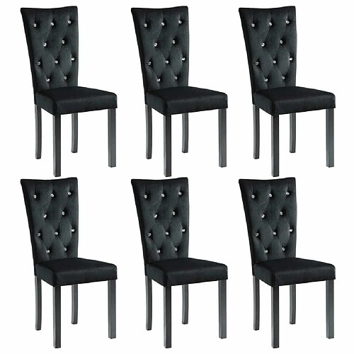 Maison Chic Lot de 6 Chaises à manger | Chaise de salle à manger cuisine noir velours -GKD73468