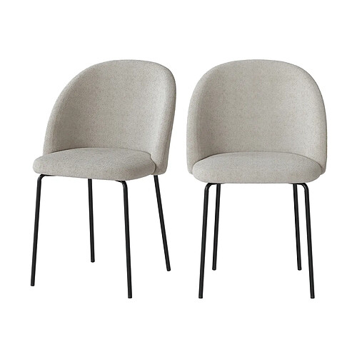 Rendez Vous Deco Chaise Karl en tissu bouclé beige (lot de 2)