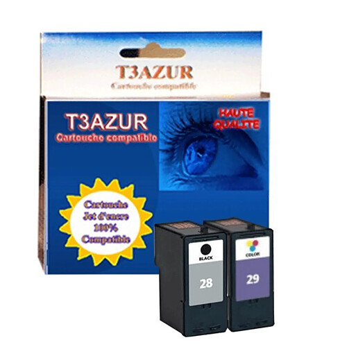 Cartouche compatible Lexmark N°28 + n°29 - Noir+Couleur - T3AZUR