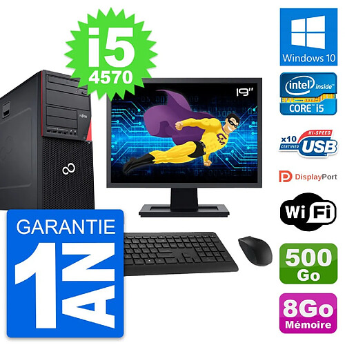 PC Tour Fujitsu P720 Ecran 19" Core i5-4570 RAM 8Go Disque 500Go Windows 10 Wifi · Occasion