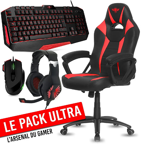 Spirit Of Gamers Ultra pack gamer Siège fighter + clavier, souris, casque et tapis Spirit of gamer