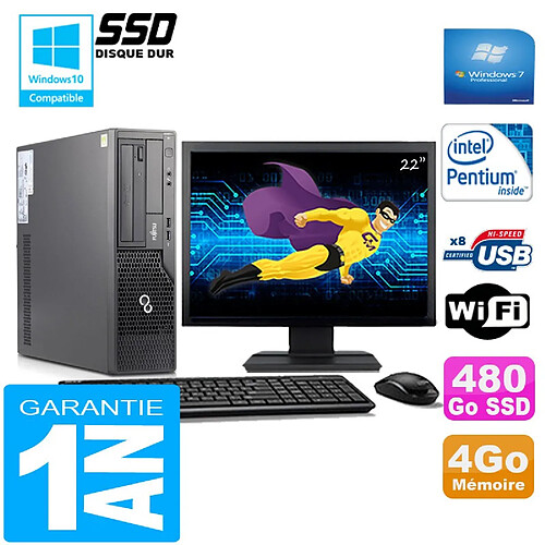 PC Fujitsu Esprimo E500 E85+ SFF G640 4Go Disque 480Go SSD Wifi W7 Ecran 22" · Occasion