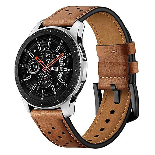 Wewoo Bracelet pour montre connectée appliquer la sangle de sport à œillets en cuir Samsung Galaxy Watch Active 20 mm Marron