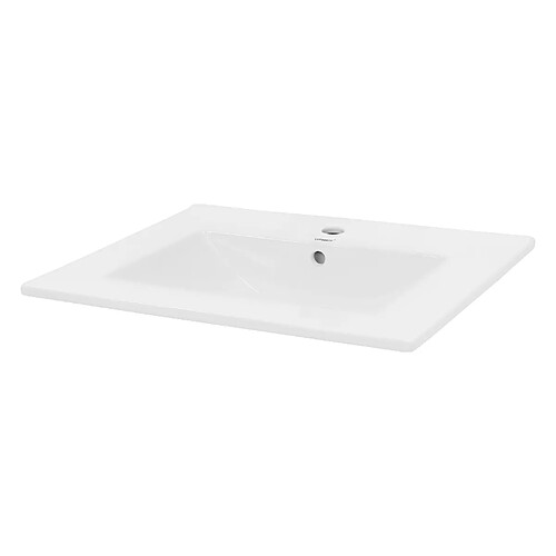 Ecd Germany Lavabo en céramique blanc avec garniture de vidage et trop-plein 610x465x175 mm