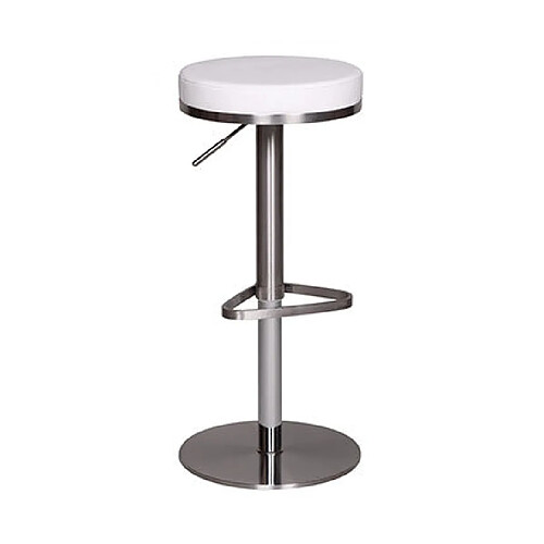 Mes Tabouret de bar rond réglable en hauteur 38x38x57/82 cm en PU blanc