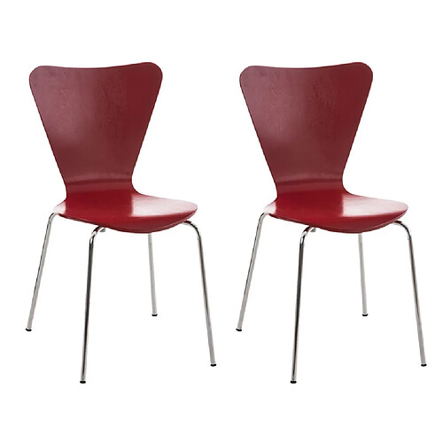 Decoshop26 Lot de 2 chaises de séjour bureau en bois rouge et métal CDS10006