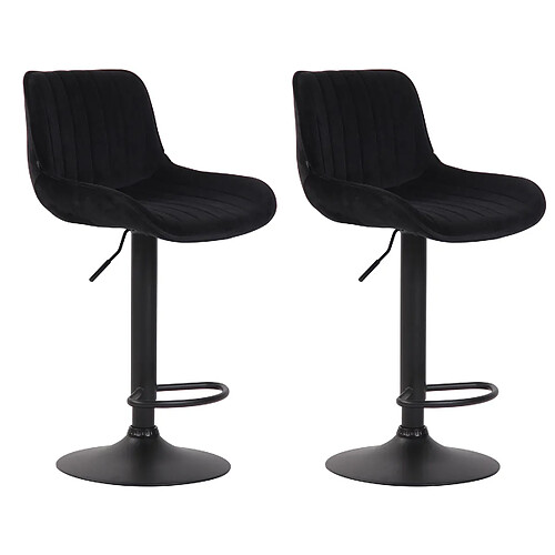 Non Lot de 2 tabourets de bar Lentini velours noir