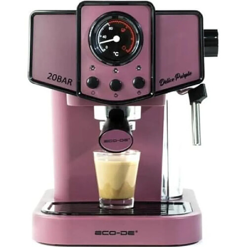 Eco-De Delice Machine Expresso 1050W 220V 1.5L Acier Inoxydable Réutilisable Mousseur à Lait Réservoir Amovible Thermique Purple