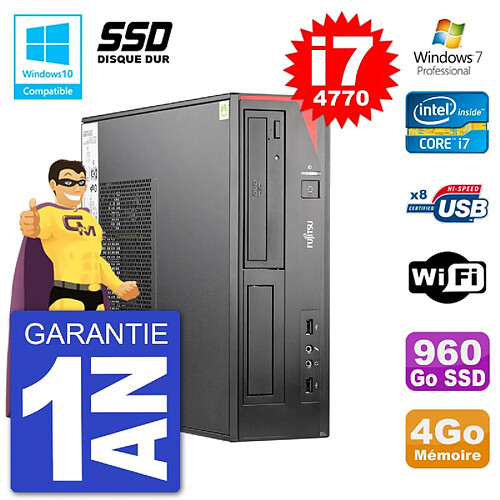 PC Fujitsu Esprimo E520 DT i7-4770 RAM 4Go SSD 960Go Graveur DVD Wifi W7 · Occasion