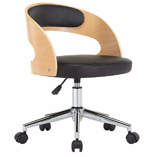 Maison Chic Chaise Gaming | Chaise pivotante de bureau Ergonomique Fauteuil Noir Bois courbé et similicuir -GKD36248