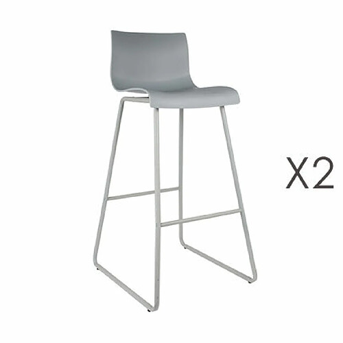 Mes Lot de 2 chaises de bar H76 cm grises