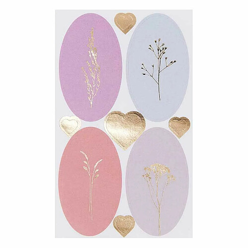 Rico Stickers ovales aux motifs floraux Pastel - 36 pièces