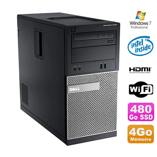 PC Tour DELL Optiplex 3010 MT Intel G2020 Graveur 4Go 480Go SSD HDMI Wifi W7 · Occasion