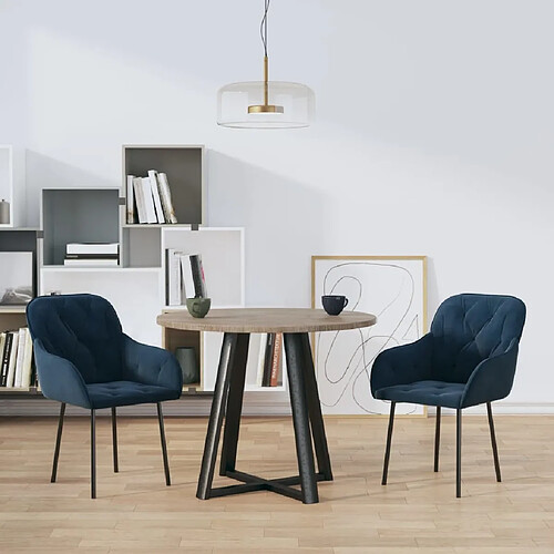 Maison Chic Lot de 2 Chaises à manger,Chaise pour cuisine,Solide Structure Bleu Velours -MN53514