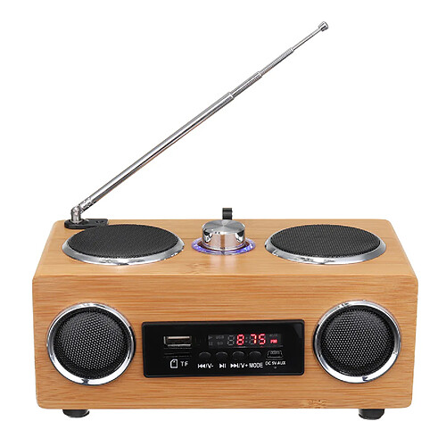 Universal Vintage Vintage Radio Subwoofer FM Radio Bamboo Multimédia Haut-parleur Classique Récepteur USB avec lecteur MP3 Télécommande(brun)