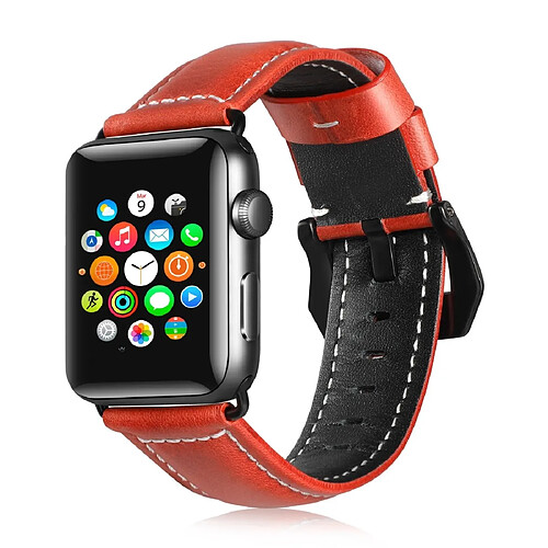 Wewoo Convient à la montre pour Apple Watch 3/2/1 génération 42mm bracelet en cuir d'arbre universel rouge