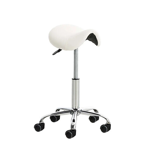 Decoshop26 Tabouret de travail avec roulette en synthétique blanc TABO10013