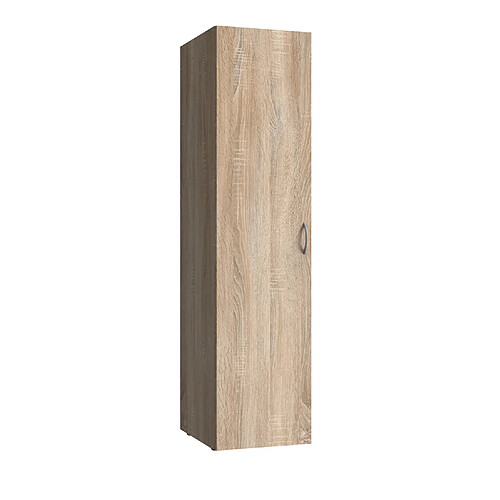 Pegane Armoire de rangement en bois mélamine coloris imitation chêne - longueur 30 x hauteur 185 x profondeur 54 cm