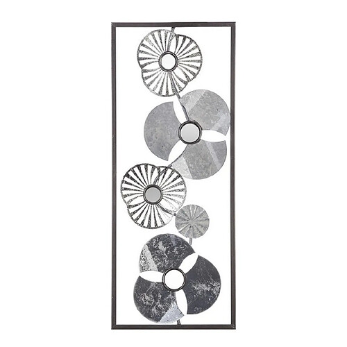 HOMEMANIA Décoration Murale Shapes - Art Mural Floral - pour Chambre, Salon - Multicolore en Métal, 25 x 3 x 61 cm