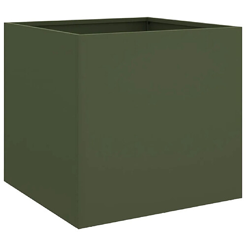 Maison Chic Jardinière,Bac à fleurs - pot de fleur vert olive 42x40x39 cm acier laminé à froid -GKD50496