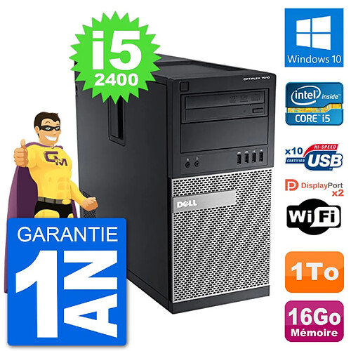 PC Tour Dell 7010 Intel Core i5-2400 RAM 16Go Disque Dur 1To Windows 10 Wifi · Occasion