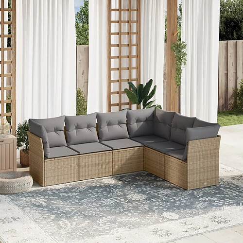 vidaXL Salon de jardin avec coussins 6 pcs beige résine tressée