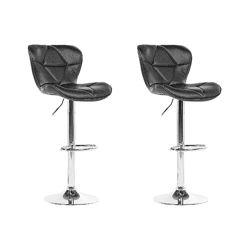 Beliani Tabouret de bar Set de 2 Cuir PU Noir VALETTA