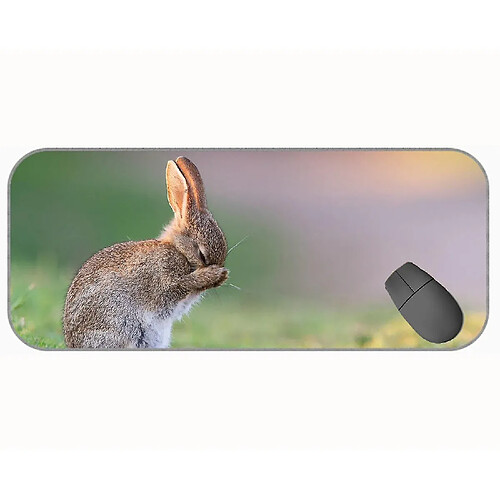 Universal (750x300x3) Long XXL Mousepad, Animal Bunny Migne Mouspad en caoutchouc antidérapant