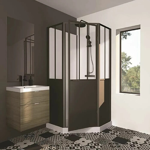 Tbs Cabine De Douche 100x100x220 - Style Indutriel - Noir