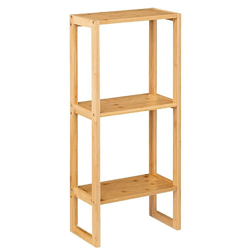 Pegane Étagère en bambou avec deux tablettes de rangement coloris naturel - Longueur 35 x Profondeur 20 x Hauteur 84 cm