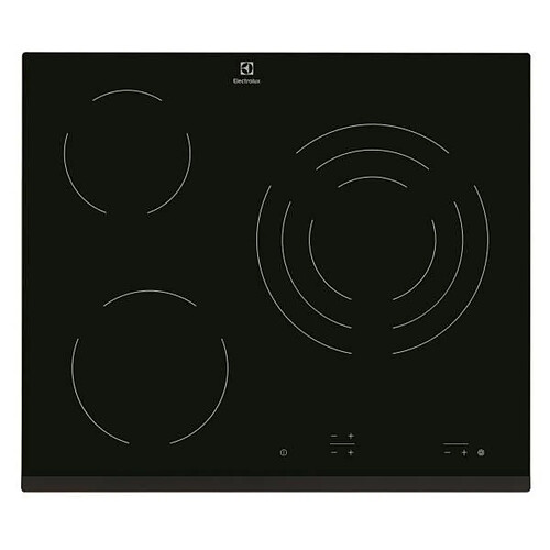 Table de cuisson vitrocéramique 60cm 3 feux 5700w noir - ehv6232fok - ELECTROLUX