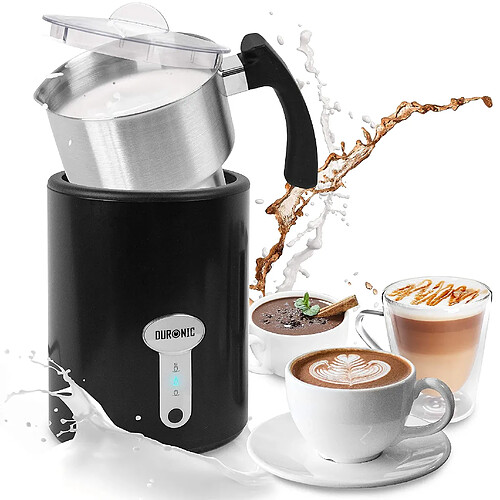 Duronic MF500 BK Mousseur à Lait électrique automatique 500W | Pour café, cappuccino, latte, chocolat chaud, thé matcha | Mousse chaude ou froide et lait chaud | Capacité 500 ml | Qualité Barista Pro