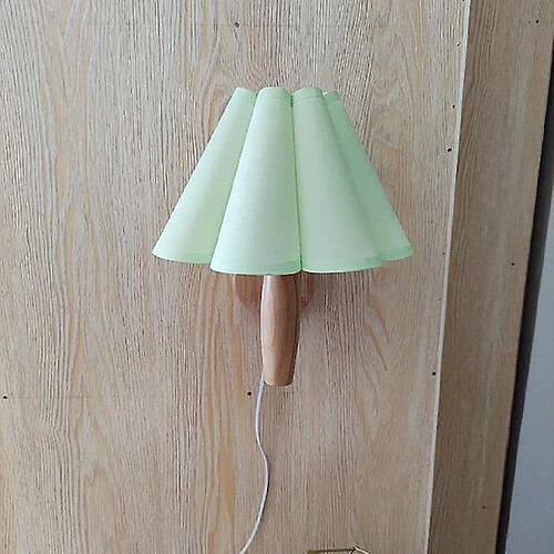 Universal Fairy Sail Nouveau Japonais Bois Base Cuisine Chambre Apprendre Applique Murale Avec Vintage Tissu Pétales Abat-jour E27 Lumineux (Vert)