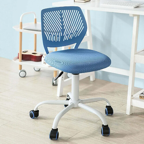 SoBuy FST64-BL Chaise de Bureau Ergonomique Fauteuil Pivotant Chaise pour Ordinateur Hauteur Réglable -Bleu (Bleu)