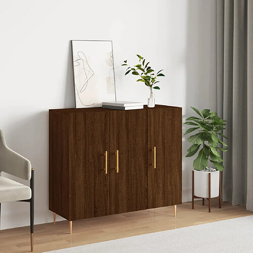 vidaXL Buffet chêne marron 90x34x80 cm bois d'ingénierie