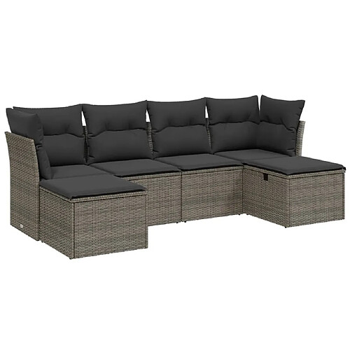 Maison Chic Ensemble Tables et chaises d'extérieur 6pcs avec coussins,Salon de jardin gris résine tressée -GKD946889