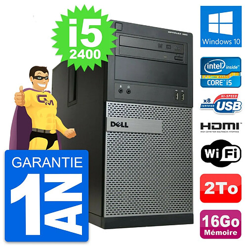 PC Tour Dell OptiPlex 390 MT i5-2400 RAM 16Go Disque 2To HDMI Windows 10 Wifi · Occasion