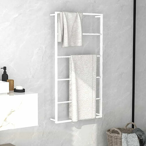 Maison Chic Porte-serviette mural,Étagère pour serviettes,Barre porte-serviett pour salle de bain Blanc 60x10x116 cm Acier -GKD72333