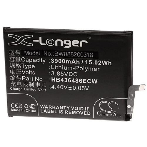 vhbw Li-Polymère batterie 3900mAh (3.85V) pour téléphone portable mobil smartphone Huawei Rhone, RNE-AL00, RNE-L01, RNE-L02, RNE-L03, RNE-L21, RNE-L22